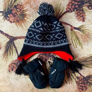 Hot Fingers Zip Mittens Toddler Size 3-4 Yrs PLUS Cozy Fleece Hat To Top It Off